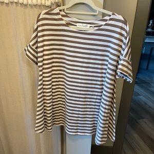 White and brown striped top